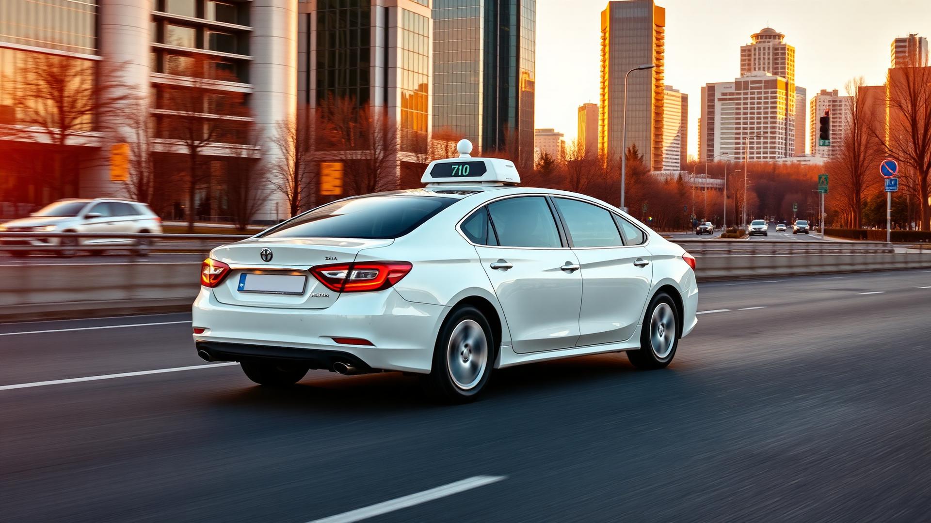 Қала көшесімен келе жатқан Bereke Taxi көлігі